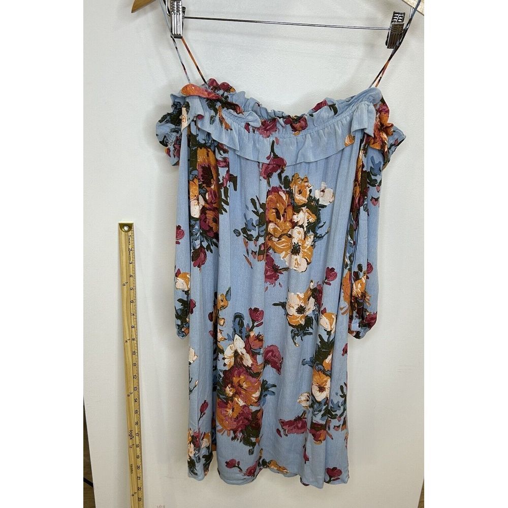 Blu Pepper By Anthropology Cold Shoulder Floral Soft‎ Crinkle Mini Dress Women's